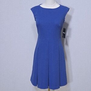 $79 American Living Dress Womens NWT Blue Sleeveless Pleated‎ Size 2 Stretch